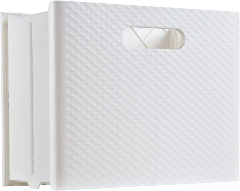 Mobile File Box with Handles, Easy Set Up, Collapse Down and Store Away, 13" W x 10" H x 6.5" D, Holds Letter Size Files, White (126119)