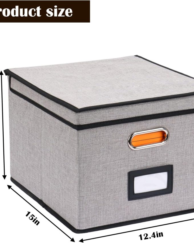 File Organizer Box, 1pcs with Lid, Hanging File Folders, Letter Size, Foldable Document Organizer, Home Office, Gray