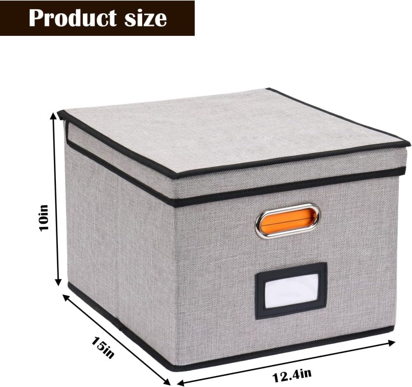 File Organizer Box, 1pcs with Lid, Hanging File Folders, Letter Size, Foldable Document Organizer, Home Office, Gray - Image 2