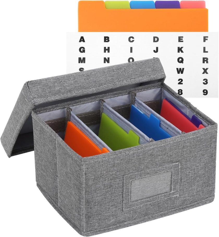 Index Card Holder 4x6 - Index Card Box With Dividers, Index Card Organizer Case, Foldable Flash Card Holder, 1000+ Card Capacity Box With Lid