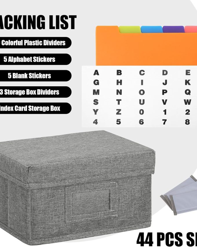 Index Card Holder 4x6 - Index Card Box With Dividers, Index Card Organizer Case, Foldable Flash Card Holder, 1000+ Card Capacity Box With Lid