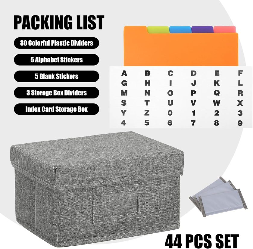 Index Card Holder 4x6 - Index Card Box With Dividers, Index Card Organizer Case, Foldable Flash Card Holder, 1000+ Card Capacity Box With Lid - Image 2